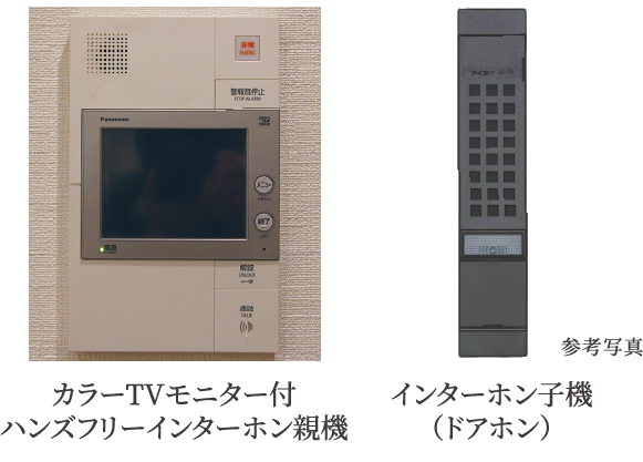 カラーTVモニター付ハンズフリーインターホン親機＆インターホン子機(ドアホン)