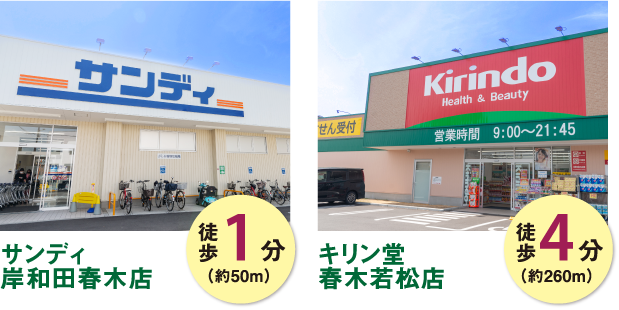サンディ岸和田春樹店・キリン堂春木若松店写真