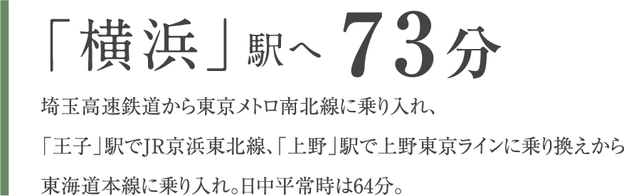 「横浜」駅へ 73分