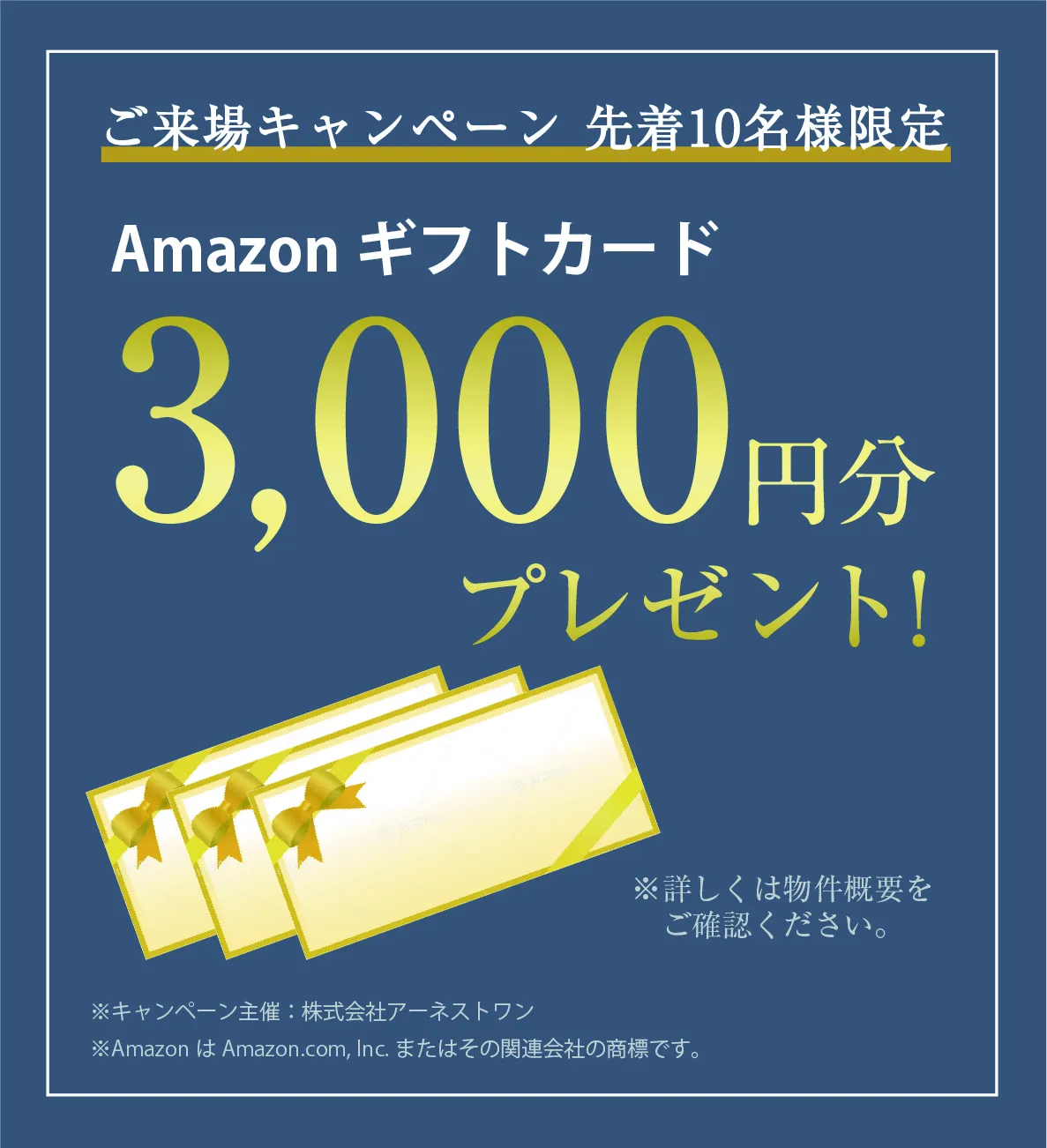 ご来場キャンペーン先着10名様限定。Amazonギフトカード3000円分プレゼント！