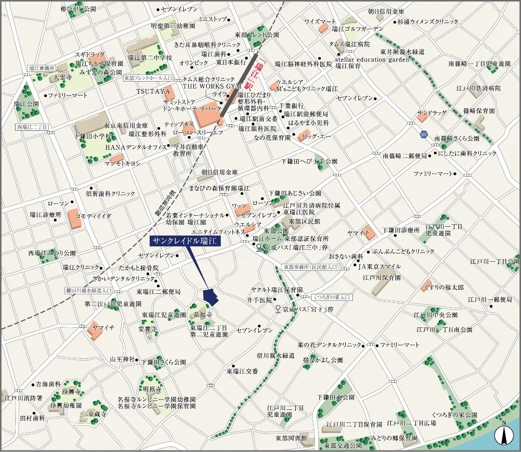 サンクレイドル瑞江 周辺マップ